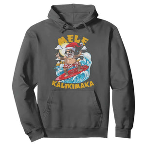 Christmas In Hawaii Hoodie Mele Kalikimaka Surfing Santa Kakau Tattoo TS11 Dark Heather Print Your Wear
