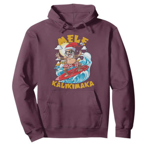 Christmas In Hawaii Hoodie Mele Kalikimaka Surfing Santa Kakau Tattoo TS11 Maroon Print Your Wear