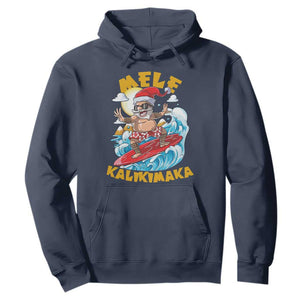 Christmas In Hawaii Hoodie Mele Kalikimaka Surfing Santa Kakau Tattoo TS11 Navy Print Your Wear