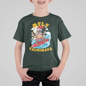 Christmas In Hawaii T Shirt For Kid Mele Kalikimaka Surfing Santa Kakau Tattoo TS11 Dark Forest Green Print Your Wear