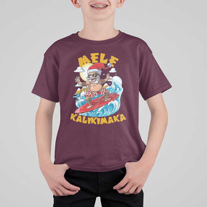 Christmas In Hawaii T Shirt For Kid Mele Kalikimaka Surfing Santa Kakau Tattoo TS11 Maroon Print Your Wear
