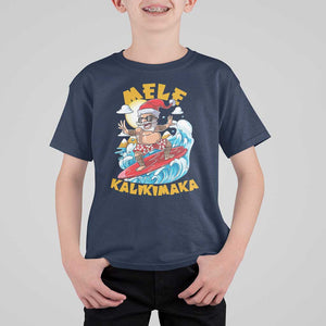 Christmas In Hawaii T Shirt For Kid Mele Kalikimaka Surfing Santa Kakau Tattoo TS11 Navy Print Your Wear