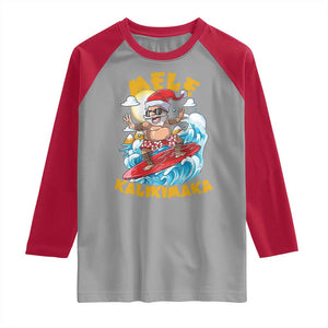 Christmas In Hawaii Raglan Shirt Mele Kalikimaka Surfing Santa Kakau Tattoo TS11 Sport Gray Red Print Your Wear