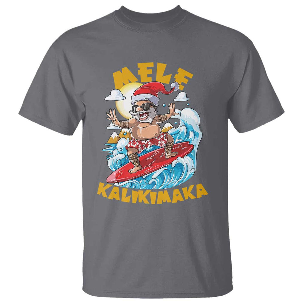 Christmas In Hawaii T Shirt Mele Kalikimaka Surfing Santa Kakau Tattoo TS11 Charcoal Print Your Wear