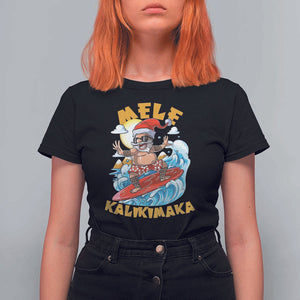 Christmas In Hawaii T Shirt For Women Mele Kalikimaka Surfing Santa Kakau Tattoo TS11 Black Print Your Wear