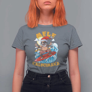 Christmas In Hawaii T Shirt For Women Mele Kalikimaka Surfing Santa Kakau Tattoo TS11 Charcoal Print Your Wear