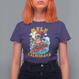 Christmas In Hawaii T Shirt For Women Mele Kalikimaka Surfing Santa Kakau Tattoo TS11 Purple Print Your Wear