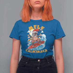Christmas In Hawaii T Shirt For Women Mele Kalikimaka Surfing Santa Kakau Tattoo TS11 Royal Blue Print Your Wear