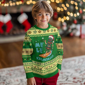 Christmas In Hawaii Ugly Christmas Sweater Mele Kalikimaka Santa Tiki Surfing Kakau Tattoo TS11 Forest Print Your Wear