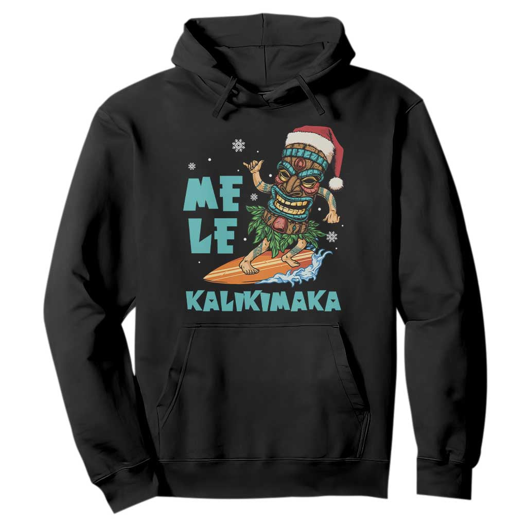 Christmas In Hawaii Hoodie Mele Kalikimaka Santa Tiki Surfing Kakau Tattoo TS11 Black Print Your Wear