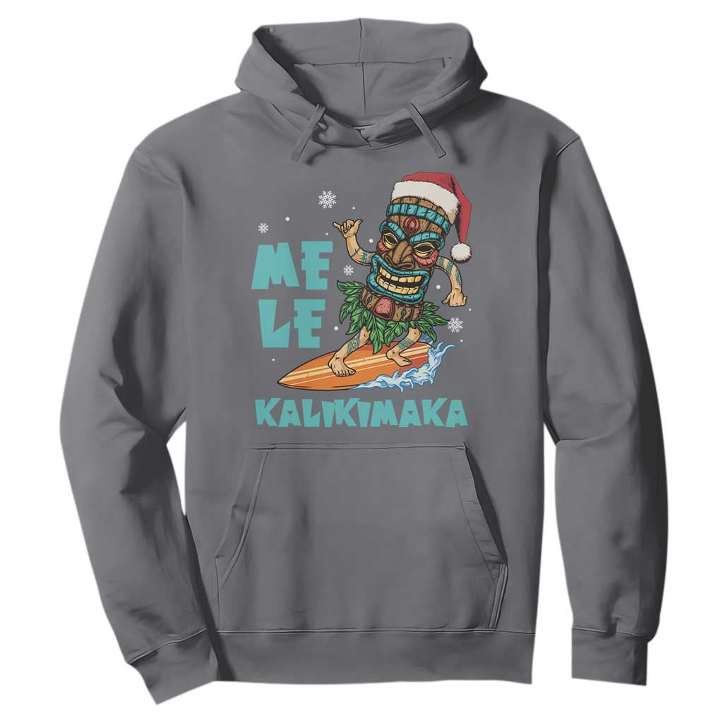 Christmas In Hawaii Hoodie Mele Kalikimaka Santa Tiki Surfing Kakau Tattoo TS11 Charcoal Print Your Wear
