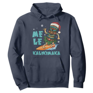 Christmas In Hawaii Hoodie Mele Kalikimaka Santa Tiki Surfing Kakau Tattoo TS11 Navy Print Your Wear