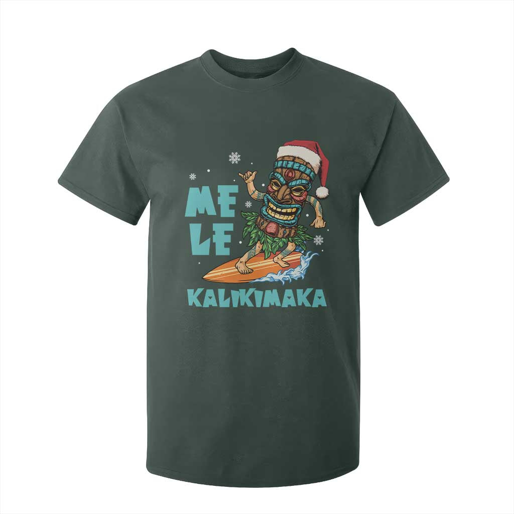 Christmas In Hawaii T Shirt For Kid Mele Kalikimaka Santa Tiki Surfing Kakau Tattoo TS11 Dark Forest Green Print Your Wear