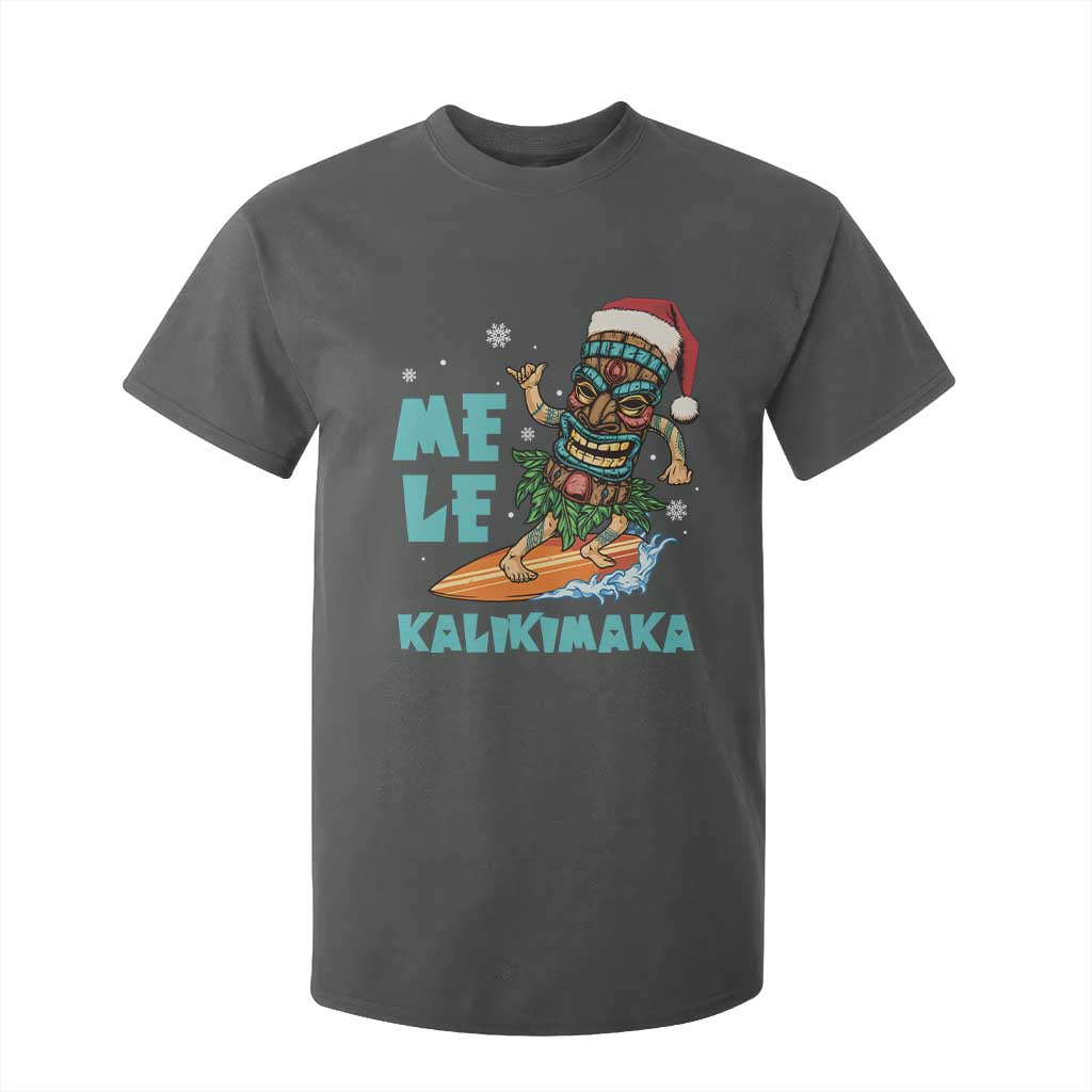 Christmas In Hawaii T Shirt For Kid Mele Kalikimaka Santa Tiki Surfing Kakau Tattoo TS11 Dark Heather Print Your Wear