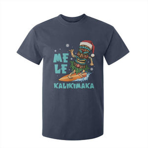 Christmas In Hawaii T Shirt For Kid Mele Kalikimaka Santa Tiki Surfing Kakau Tattoo TS11 Navy Print Your Wear
