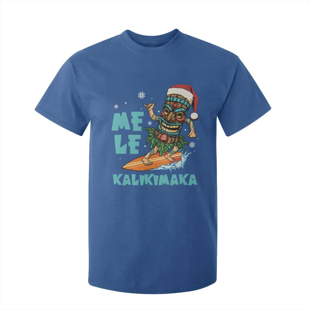 Christmas In Hawaii T Shirt For Kid Mele Kalikimaka Santa Tiki Surfing Kakau Tattoo TS11 Royal Blue Print Your Wear
