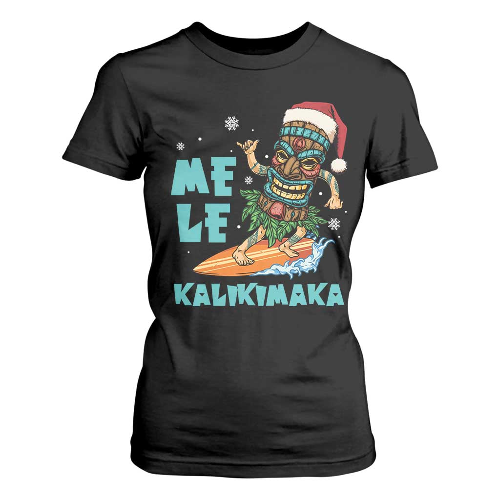 Christmas In Hawaii T Shirt For Women Mele Kalikimaka Santa Tiki Surfing Kakau Tattoo TS11 Black Print Your Wear