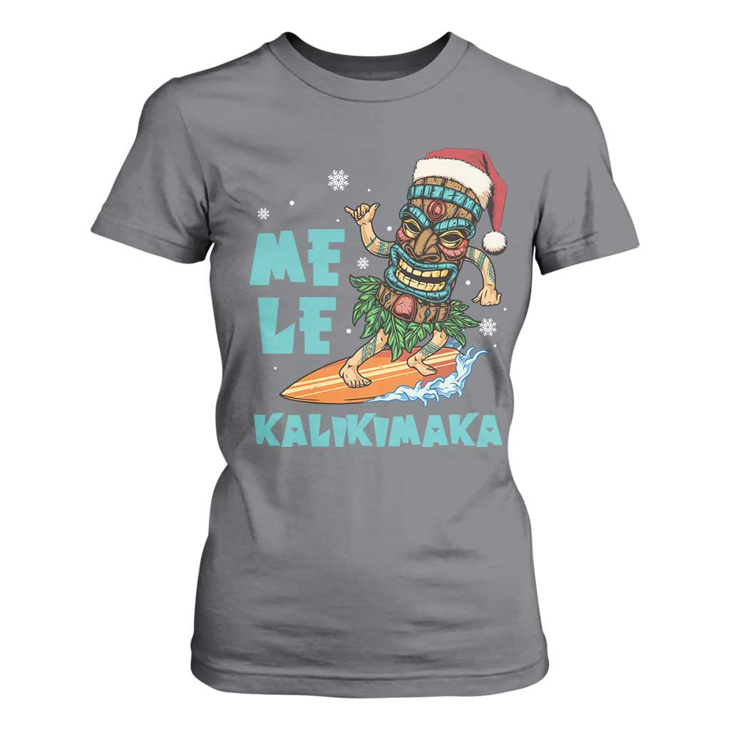Christmas In Hawaii T Shirt For Women Mele Kalikimaka Santa Tiki Surfing Kakau Tattoo TS11 Charcoal Print Your Wear