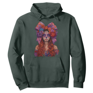 Day Of The Dead Hoodie La Catrina Coquette Calaca Face Painting TS11 Dark Forest Green Print Your Wear