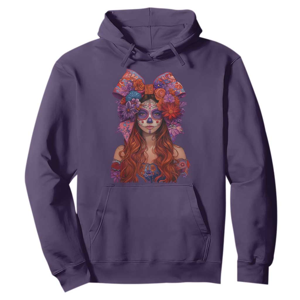 Day Of The Dead Hoodie La Catrina Coquette Calaca Face Painting TS11 Purple Print Your Wear