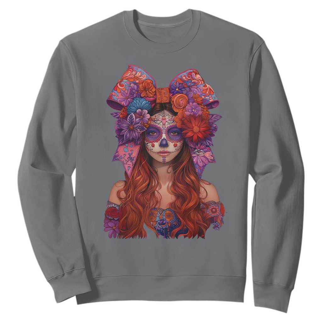 Day Of The Dead Sweatshirt La Catrina Coquette Calaca Face Painting TS11 Charcoal Print Your Wear