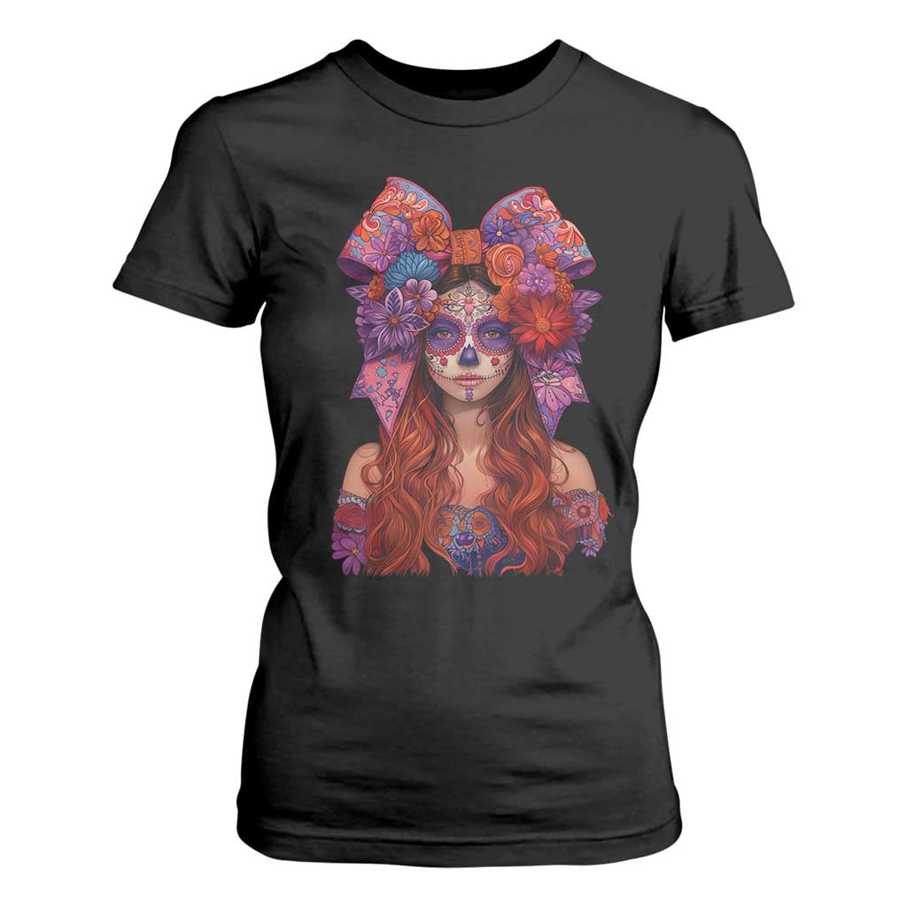Day Of The Dead T Shirt For Women La Catrina Coquette Calaca Face Painting TS11 Black Print Your Wear