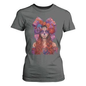Day Of The Dead T Shirt For Women La Catrina Coquette Calaca Face Painting TS11 Dark Heather Print Your Wear
