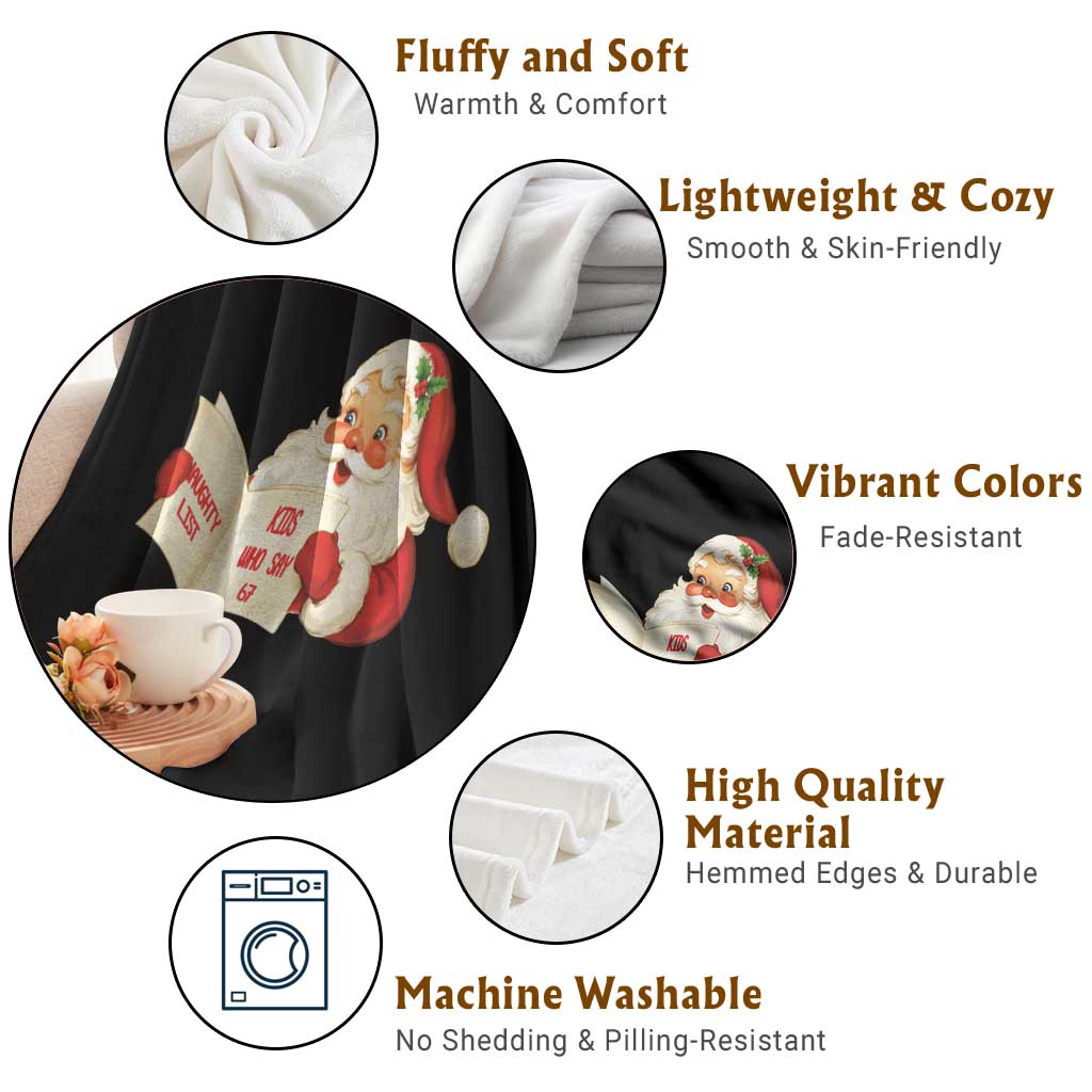 Funny 67 Christmas Santa Throw Blanket Naughty List Kids Who Say Six Seven Meme TS11 Print Your Wear