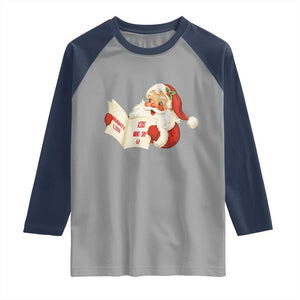 Funny 67 Christmas Santa Raglan Shirt Naughty List Kids Who Say Six Seven Meme TS11 Sport Gray Navy Print Your Wear
