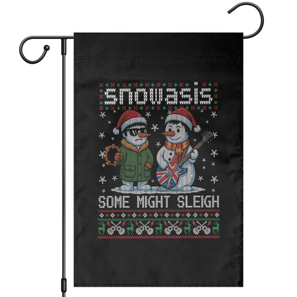 Snowasis Some Might Sleigh Garden Flag Funny Christmas Snowmen Rock Band Parody TS11 Black Print Your Wear