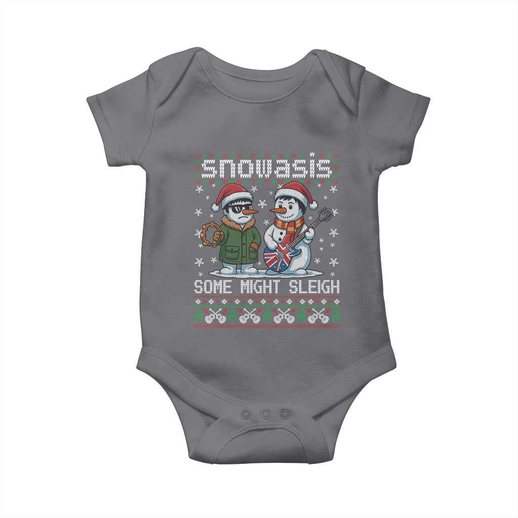 Snowasis Some Might Sleigh Baby Onesie Funny Christmas Snowmen Rock Band Parody TS11 Charcoal Print Your Wear