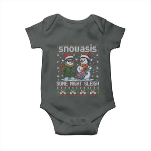 Snowasis Some Might Sleigh Baby Onesie Funny Christmas Snowmen Rock Band Parody TS11 Dark Heather Print Your Wear