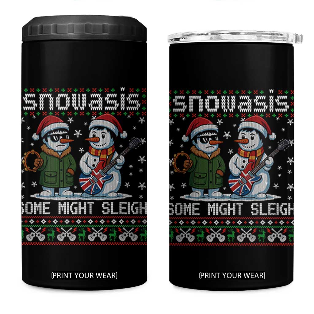 Snowasis Some Might Sleigh 4 in 1 Can Cooler Tumbler Funny Christmas Snowmen Rock Band Parody TS11 One Size: 16 oz Black Print Your Wear