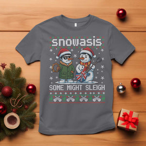 Snowasis Some Might Sleigh T Shirt Funny Christmas Snowmen Rock Band Parody TS11 Charcoal Print Your Wear