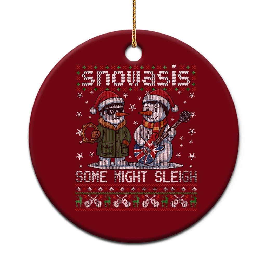 Snowasis Some Might Sleigh Ceramic Ornament Funny Xmas Snowmen Rock Band Parody TS11 1pc Red Print Your Wear