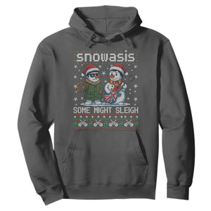 Snowasis Some Might Sleigh Hoodie Funny Christmas Snowmen Rock Band Parody TS11 Dark Heather Print Your Wear