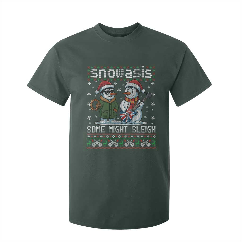 Snowasis Some Might Sleigh T Shirt For Kid Funny Christmas Snowmen Rock Band Parody TS11 Dark Forest Green Print Your Wear