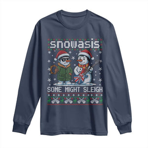 Snowasis Some Might Sleigh Long Sleeve Shirt Funny Christmas Snowmen Rock Band Parody TS11 Navy Print Your Wear