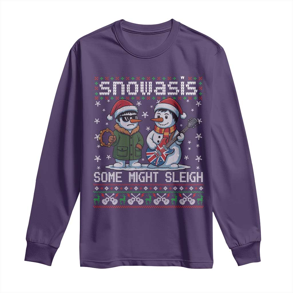 Snowasis Some Might Sleigh Long Sleeve Shirt Funny Christmas Snowmen Rock Band Parody TS11 Purple Print Your Wear