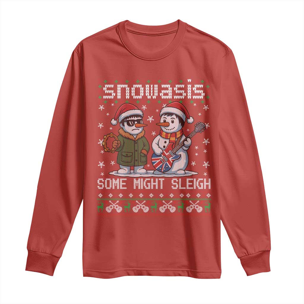 Snowasis Some Might Sleigh Long Sleeve Shirt Funny Christmas Snowmen Rock Band Parody TS11 Red Print Your Wear