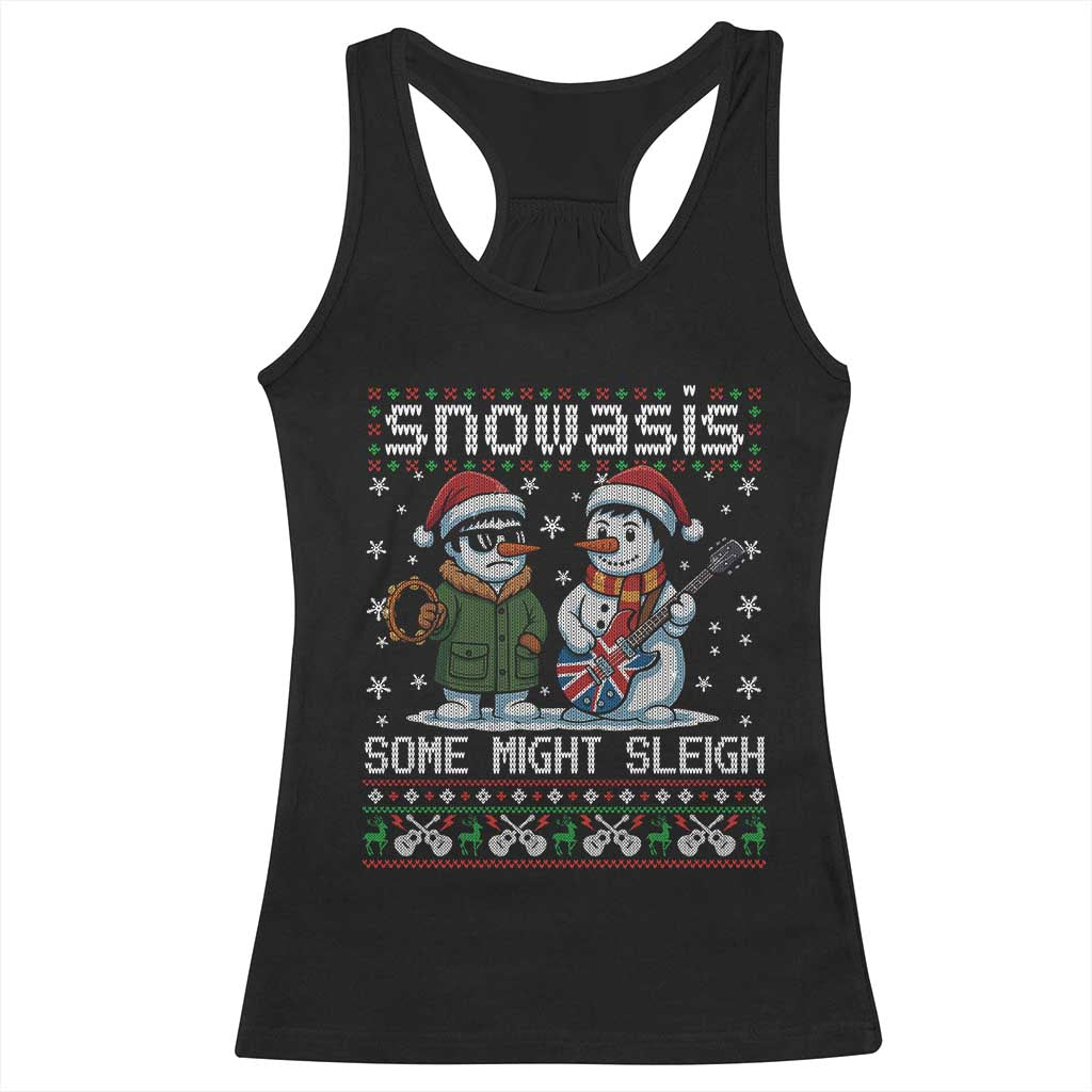 Snowasis Some Might Sleigh Racerback Tank Top Funny Christmas Snowmen Rock Band Parody TS11 Black Print Your Wear