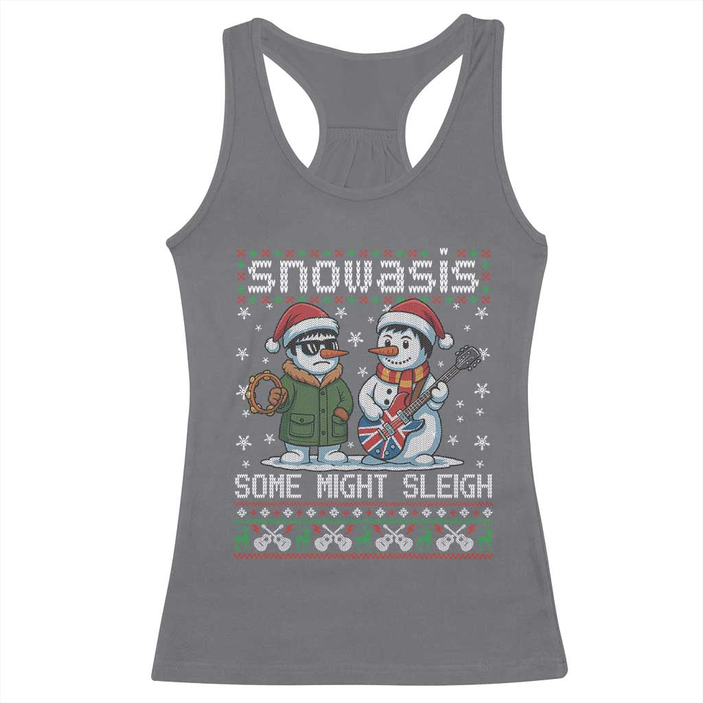 Snowasis Some Might Sleigh Racerback Tank Top Funny Christmas Snowmen Rock Band Parody TS11 Charcoal Print Your Wear