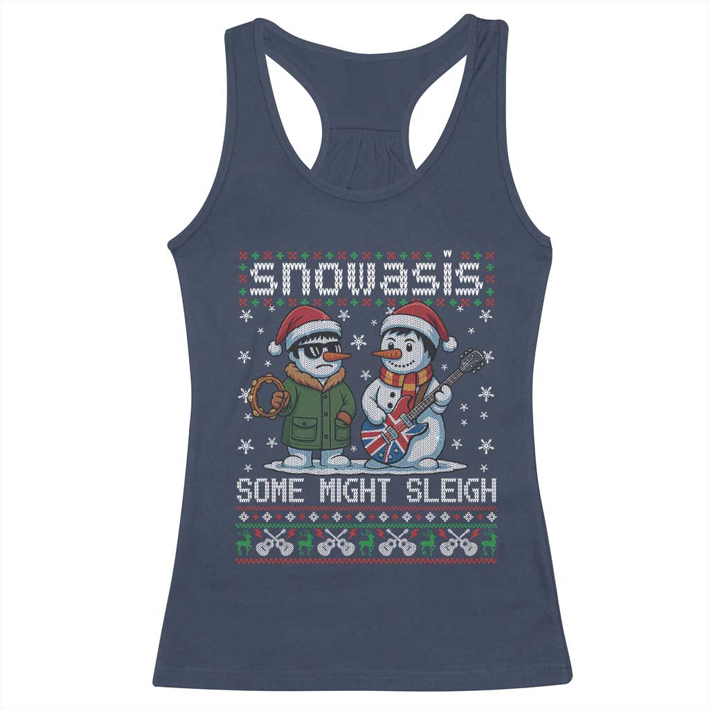 Snowasis Some Might Sleigh Racerback Tank Top Funny Christmas Snowmen Rock Band Parody TS11 Navy Print Your Wear