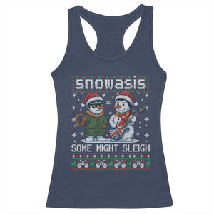 Snowasis Some Might Sleigh Racerback Tank Top Funny Christmas Snowmen Rock Band Parody TS11 Navy Print Your Wear