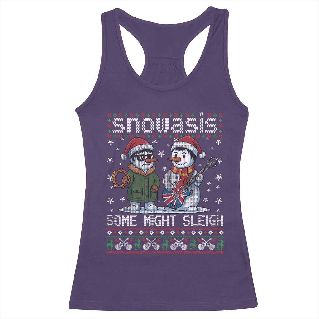 Snowasis Some Might Sleigh Racerback Tank Top Funny Christmas Snowmen Rock Band Parody TS11 Purple Print Your Wear