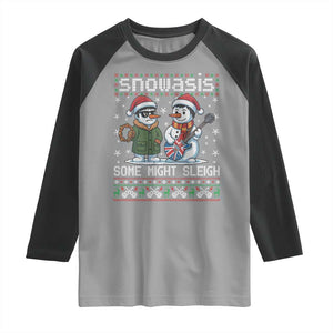 Snowasis Some Might Sleigh Raglan Shirt Funny Christmas Snowmen Rock Band Parody TS11 Sport Gray Black Print Your Wear