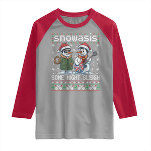 Snowasis Some Might Sleigh Raglan Shirt Funny Christmas Snowmen Rock Band Parody TS11 Sport Gray Red Print Your Wear
