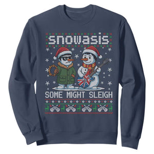 Snowasis Some Might Sleigh Sweatshirt Funny Christmas Snowmen Rock Band Parody TS11 Navy Print Your Wear