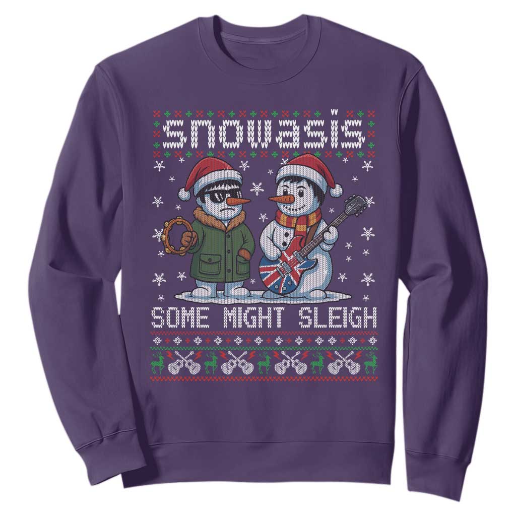 Snowasis Some Might Sleigh Sweatshirt Funny Christmas Snowmen Rock Band Parody TS11 Purple Print Your Wear