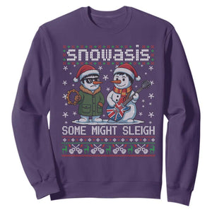 Snowasis Some Might Sleigh Sweatshirt Funny Christmas Snowmen Rock Band Parody TS11 Purple Print Your Wear